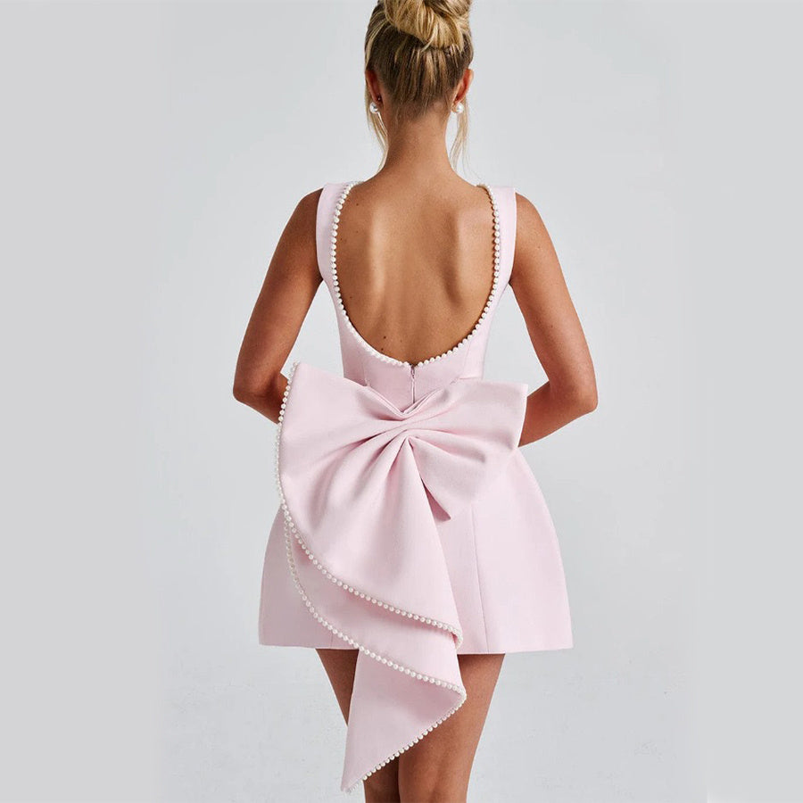 Audrey Pearl Bow Mini Dress