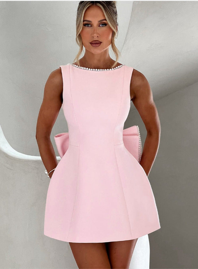 Audrey Pearl Bow Mini Dress