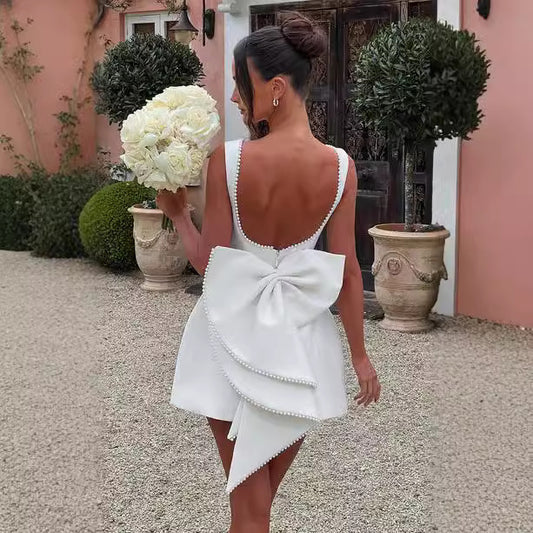 Audrey Pearl Bow Mini Dress
